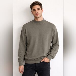 Baracuta Silk Cotton Blend Mock Neck Sweater Neutral Minimalist Knit